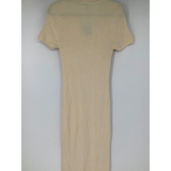 Rag & Bone Women's Medium Ivory Amy Ribbed Knit Polo Dress Short Sleeve K8-9 - Picture 9 of 11